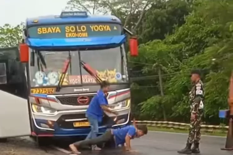 Viral, Tentara Hukum Push Up Sopir Bus yang Ugal-ugalan di Jalan