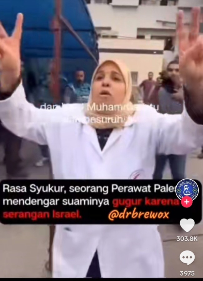 Dokter di Palestina Bahagia Suaminya Gugur karena Serangan Israel