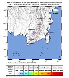 Banjarmasin Diguncang Gempa Susulan M 3,3, Akibat Aktivitas Patahan Meratus