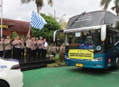 Program Balik Mudik Lebaran Gratis Polres Malang 2024, Ratusan Pemudik Diberangkatkan