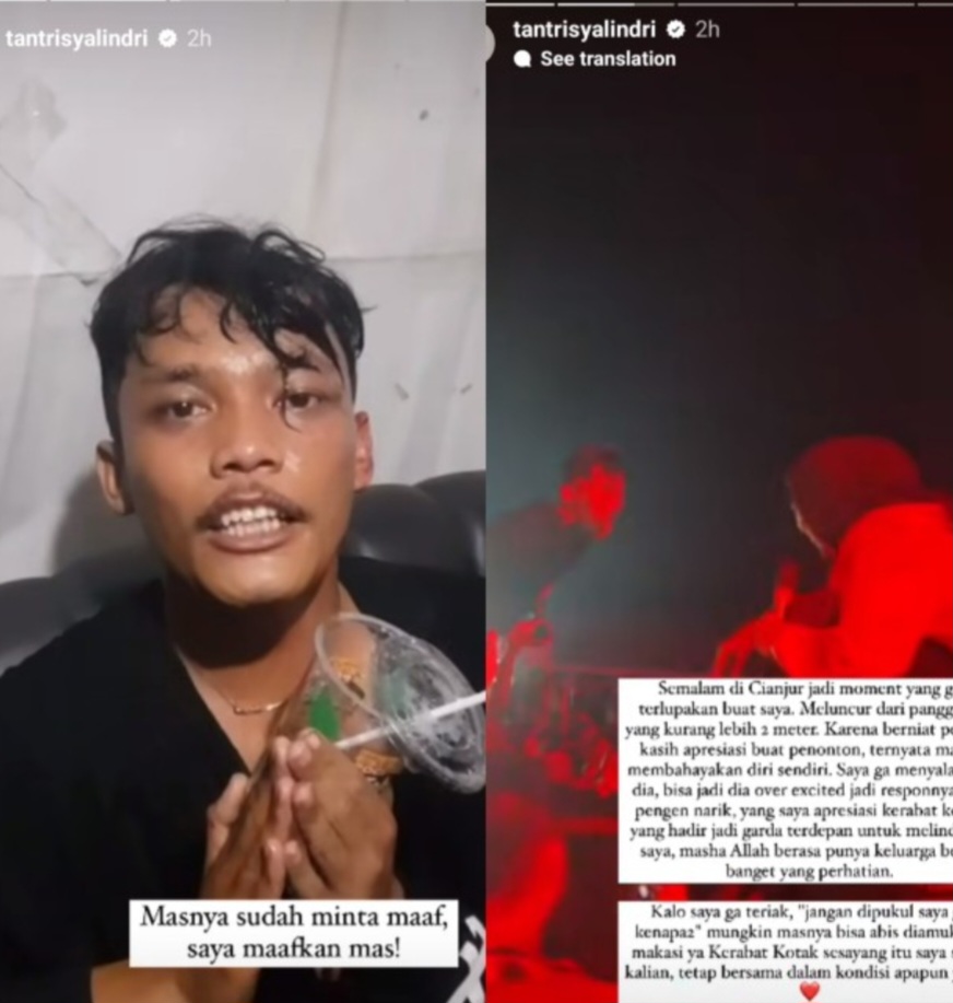 Insiden Konser Band Kotak, Vokalis Tantri Ditarik Jatuh dari Panggung Setinggi 2 Meter