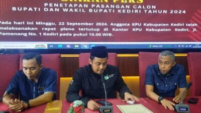 KPU Tetapkan Dua Paslon di Pilkada Kediri 2024, Pengundian Nomor Urut Digelar Besok