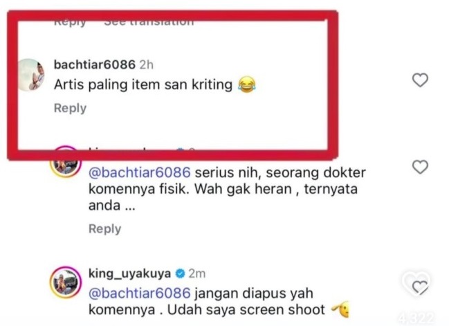 Diduga Akun Direktur RSSA Malang Sebarkan Komentar Rasis di Ig Uya Kuya