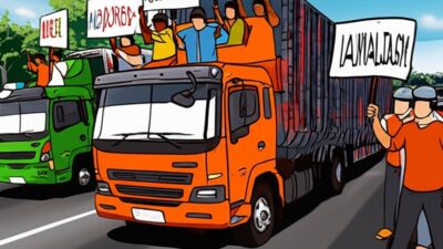 Puluhan Sopir Truk Blokir Jalan Trisula Malang, Protes Penegakan Penuh Aturan Zero ODOL