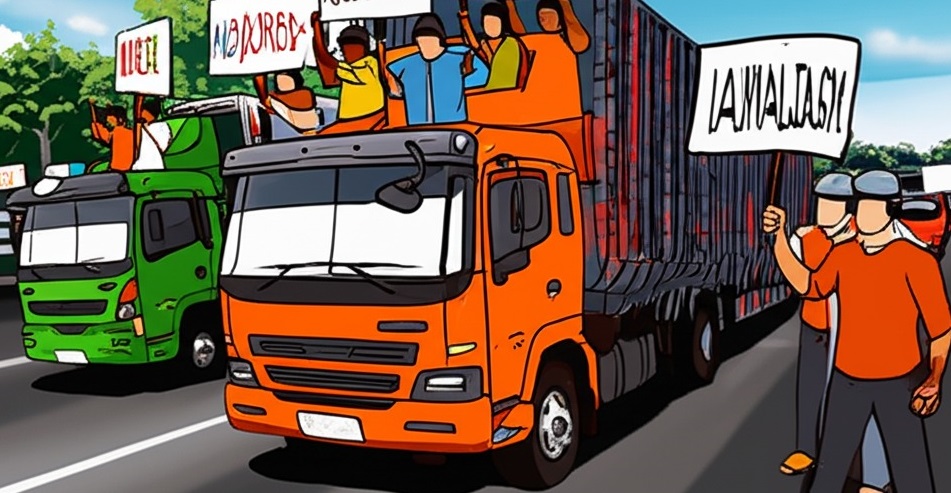 Puluhan Sopir Truk Blokir Jalan Trisula Malang, Protes Penegakan Penuh Aturan Zero ODOL