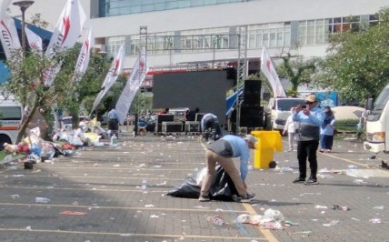 70 Ton Sampah Mujahadah Kubra Dibersihkan, DLH Kota Malang Target Tuntas 12 Jam