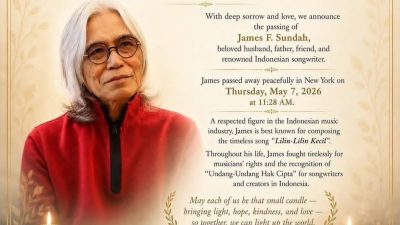 Musikus dan Pencipta Lagu Legendaris James F. Sundah Tutup Usia di New York